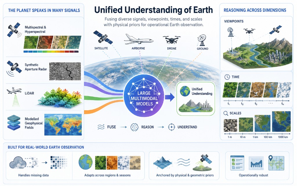 Unified understanding of Earth: fusing diverse signals, viewpoints, times, and scales